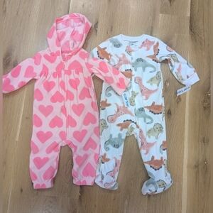 Carter's fleece jumpsuit and footie pajamas.